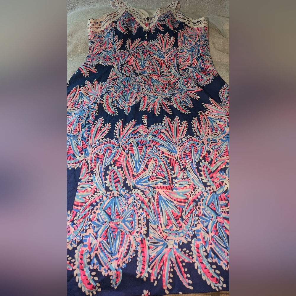 Lilly Pulitzer Makayla printed lace shift dress in oyter bay blue print. Size 6 - Picture 10 of 13
